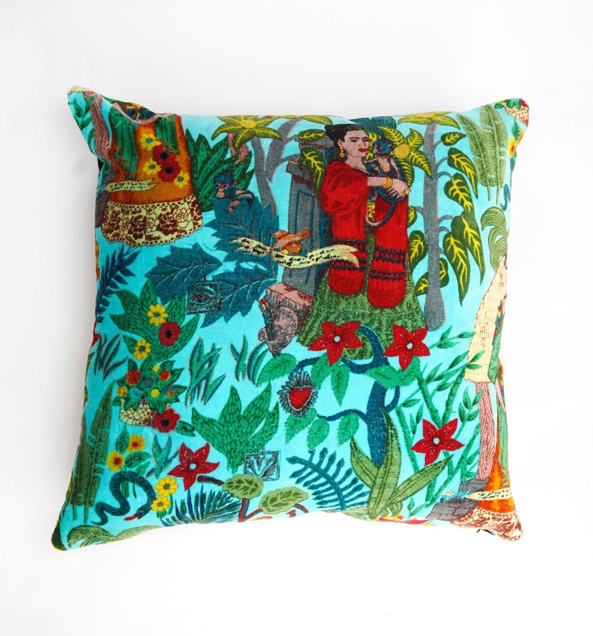 Frida Floral Velvet Cushion Cover Mexico Muertes Decorative Pillow case 45*45CM 